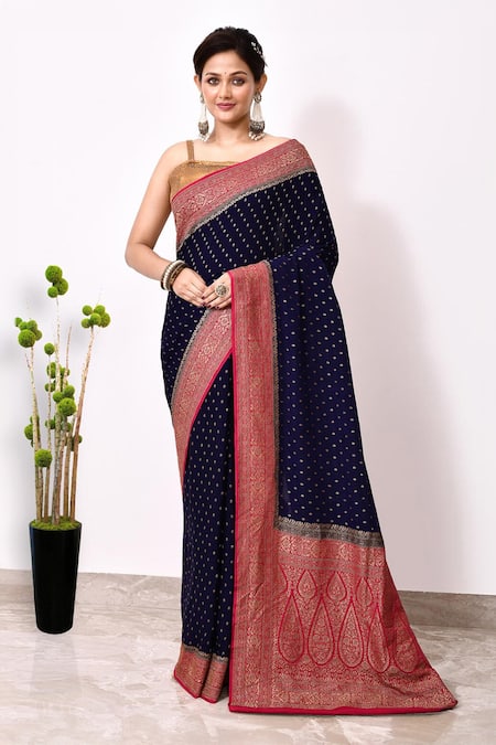 Naaritva India Phool Booti Woven Saree With Running Blouse 