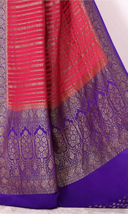Buy Naaritva India Red Chiffon Embroidery Mughal Vine Woven Banarasi Saree With Running Blouse Online at Aza Fashions Buy_Naaritva India_Red Chiffon Embroidery Mughal Vine Woven Banarasi Saree With Running Blouse _Online_at_Aza_Fashions