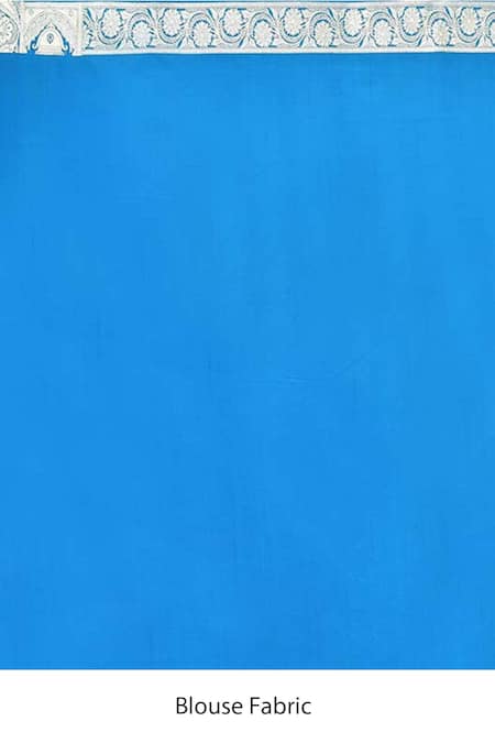 Shop_Naaritva India_Blue Silk Zari Crest Bloom Vine Woven Banarasi Saree With Running Blouse _Online_at_Aza_Fashions