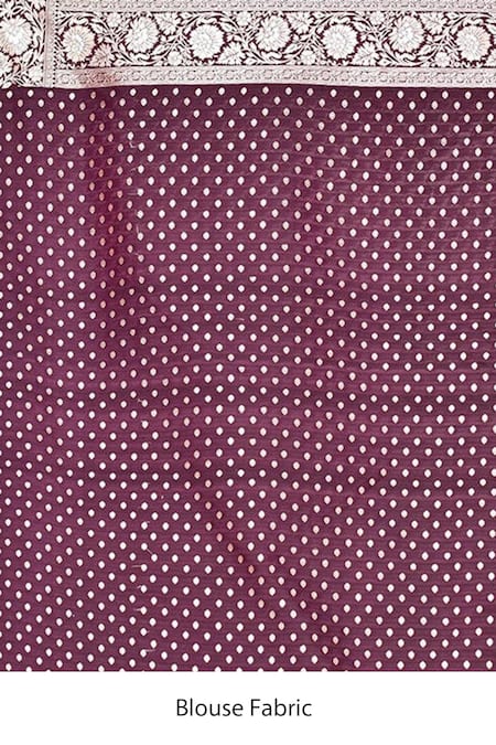 Shop_Naaritva India_Wine Silk Embroidery Phool Woven Banarasi Saree With Running Blouse _Online_at_Aza_Fashions