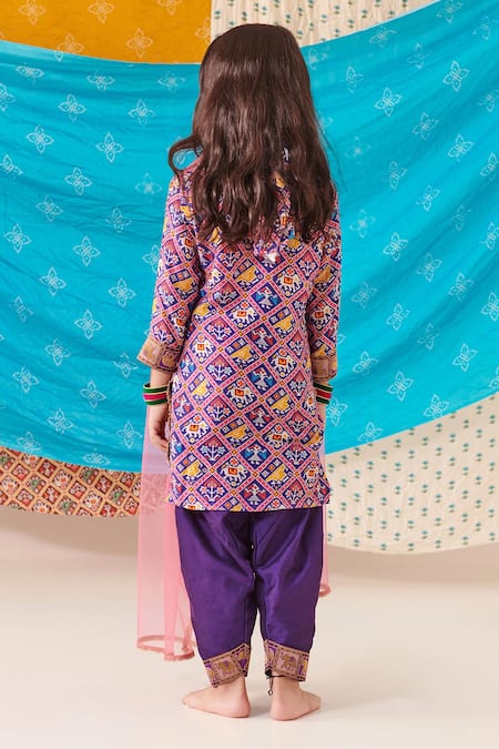 Shop Cute Couture Purple Muslin Silk Print Mosaic Folklore Kurta Salwar Pant Set at Aza Fashions Shop_Cute Couture_Purple Muslin Silk Print Mosaic Folklore Kurta Salwar Pant Set _at_Aza_Fashions