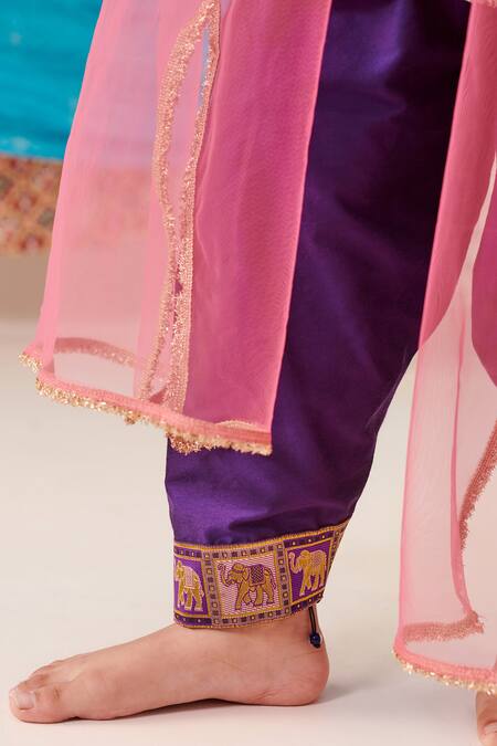 Cute Couture Purple Muslin Silk Print Mosaic Folklore Kurta Salwar Pant Set at Aza Fashions Cute Couture_Purple Muslin Silk Print Mosaic Folklore Kurta Salwar Pant Set _at_Aza_Fashions