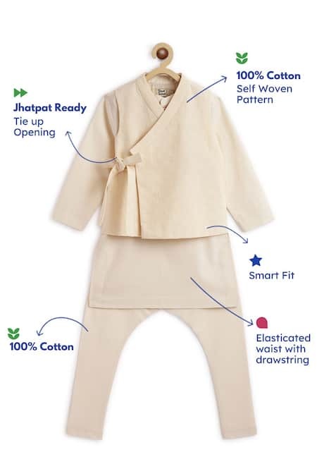 Tiber Taber Cream Cotton Self Design Woven Bundi Kurta Set Online at Aza Fashions Tiber Taber_Cream Cotton Self Design Woven Bundi Kurta Set _Online_at_Aza_Fashions