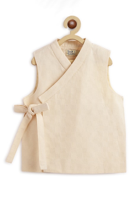 Tiber Taber Cream Cotton Self Design Woven Bundi Kurta Set at Aza Fashions Tiber Taber_Cream Cotton Self Design Woven Bundi Kurta Set _at_Aza_Fashions