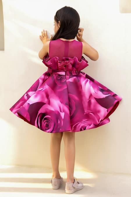 Janyas Closet Hand Tucked Drape Printed Dress 