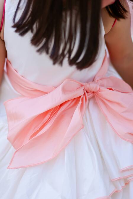 Buy Janyas Closet White Taffeta Silk Tiered Detailed Dress Online at Aza Fashions Buy_Janyas Closet_White Taffeta Silk Tiered Detailed Dress_Online_at_Aza_Fashions