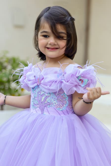 Janyas Closet_Purple Silk Sequins Embroidered Dress _Online_at_Aza_Fashions