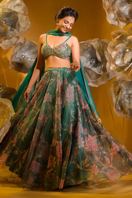 Sonia Baderia Botanical Print Skirt Bralette Set 