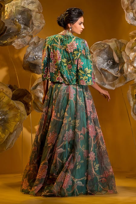 Sonia Baderia Swarovski Studded Jacket Skirt Set 