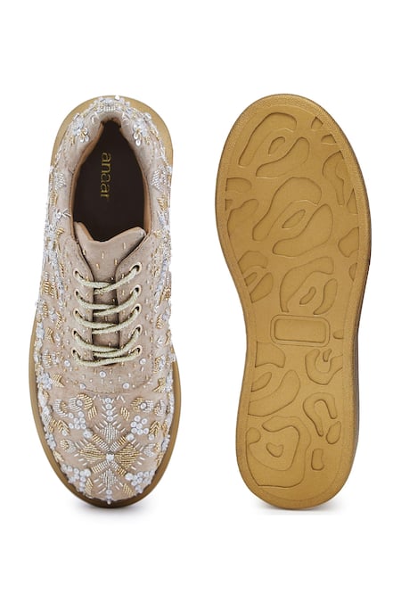 Anaar Gold Me And Mine Sequin Geometric Butti Sneakers Online at Aza Fashions Anaar_Gold Me And Mine Sequin Geometric Butti Sneakers _Online_at_Aza_Fashions