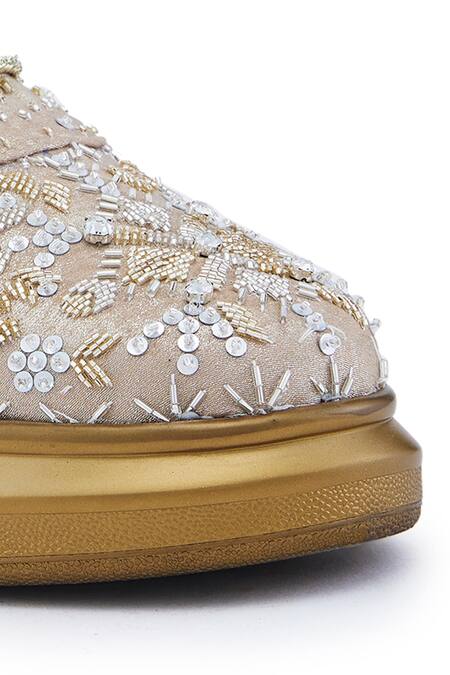 Buy Anaar Gold Me And Mine Sequin Geometric Butti Sneakers Buy_Anaar_Gold Me And Mine Sequin Geometric Butti Sneakers