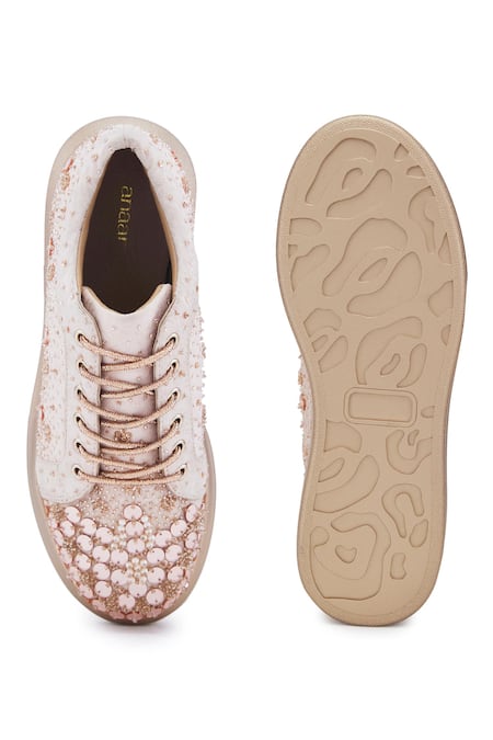 Anaar_Rose Gold Main Squeeze Sequin Scatter Sneakers _Online_at_Aza_Fashions