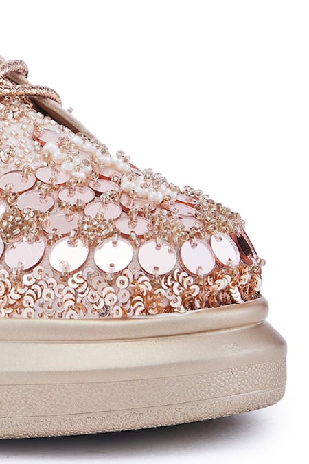 Buy_Anaar_Rose Gold Main Squeeze Sequin Scatter Sneakers 