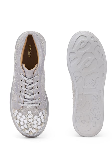 Anaar Sequin Embellished Silver Sneakers 