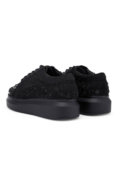 Shop_Anaar_Black Captain Chic Tonal Sequin Sneakers _Online_at_Aza_Fashions