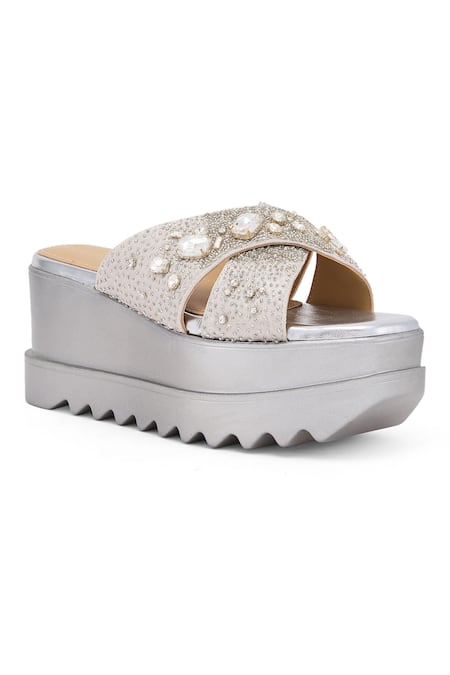 Anaar Be My Hero Crystal Embellished Wedge Sandals 