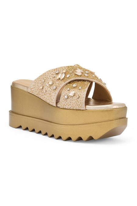 Anaar Glam Factory Sequin Embellished Wedge Sandals 