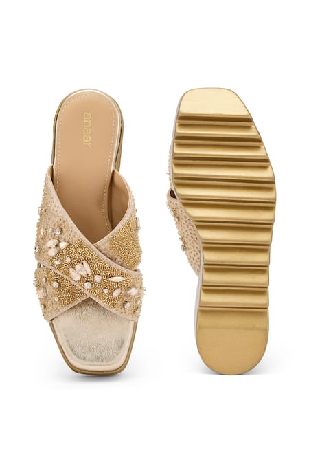 Anaar Glam Factory Sequin Embellished Wedge Sandals 