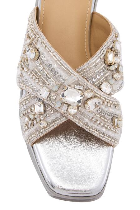Shop Anaar Silver Sequins, Beads, Crystals Reign Supreme Jewel Embellished Wedge Sandals Online at Aza Fashions Shop_Anaar_Silver Sequins, Beads, Crystals Reign Supreme Jewel Embellished Wedge Sandals _Online_at_Aza_Fashions