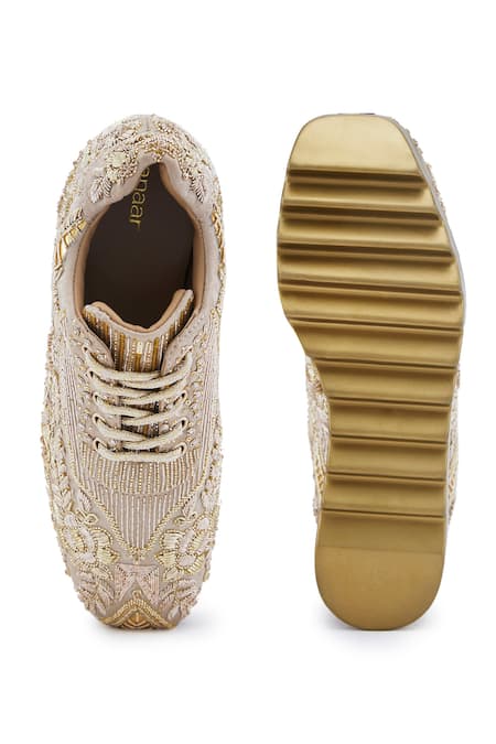 Anaar Noorani Sadi Floral Embroidered Wedge Sneakers 