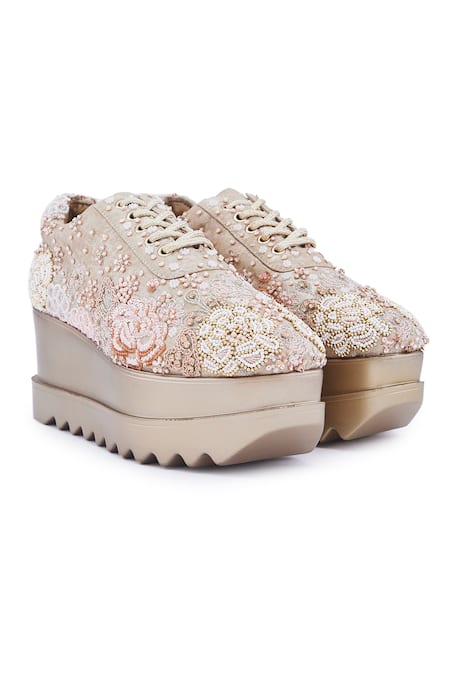 Anaar Camellia Embroidered Wedge Sneakers 