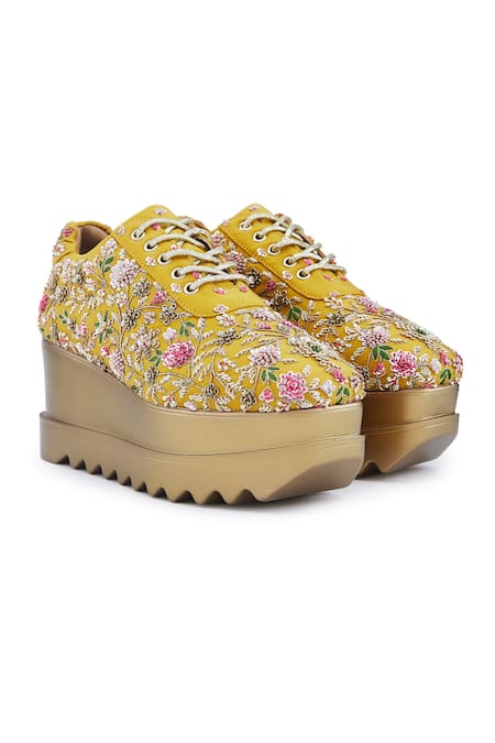 Anaar Eternal Sunshine Resham Embroidered Wedge Sneakers 