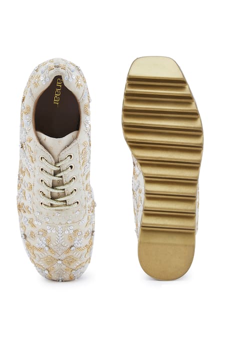 Anaar Kaleera Drop Bead Embellished Wedge Sneakers 