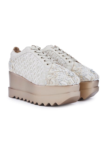 Anaar Pompeii Zardozi Embroidered Wedge Sneakers 