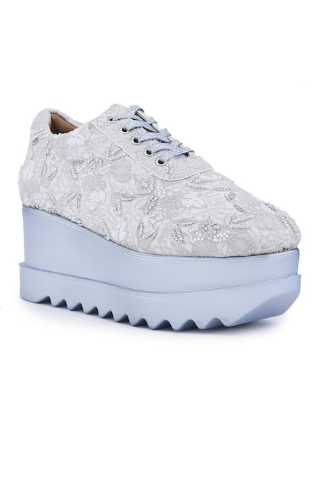 Buy Anaar Ivory Vanilla Lulu Floral Woven Wedge Sneakers Online at Aza Fashions Buy_Anaar_Ivory Vanilla Lulu Floral Woven Wedge Sneakers _Online_at_Aza_Fashions