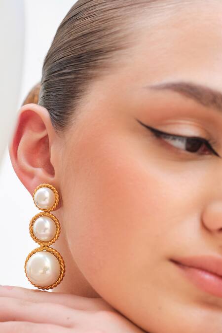 Anaash_Gold Plated Beads Embellished Drops_at_Aza_Fashions