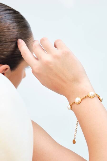 Anaash_Gold Plated Beads Embellished Bracelet _Online_at_Aza_Fashions