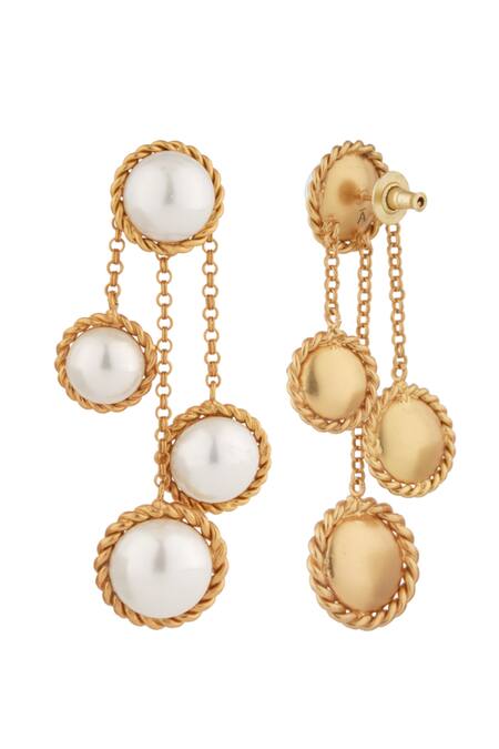Shop_Anaash_Gold Plated Beads Cascade Studded Earrings _Online_at_Aza_Fashions