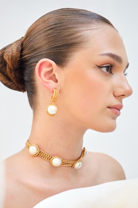 Anaash Gold Plated Collar Bead Embellished Choker at Aza Fashions Anaash_Gold Plated Collar Bead Embellished Choker _at_Aza_Fashions