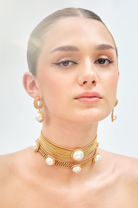Buy Anaash Gold Plated Collar Bead Embellished Choker Buy_Anaash_Gold Plated Collar Bead Embellished Choker