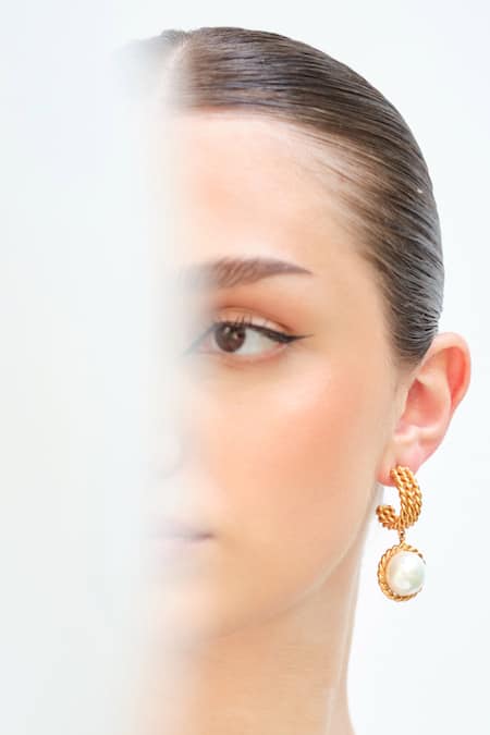 Anaash_Gold Plated Beads Embellished Drops _Online_at_Aza_Fashions