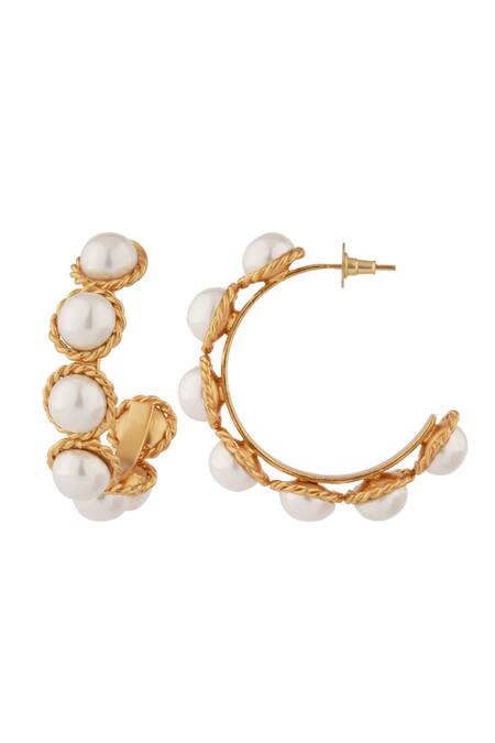 Buy_Anaash_Gold Plated Beads Embellished Hoops_Online_at_Aza_Fashions