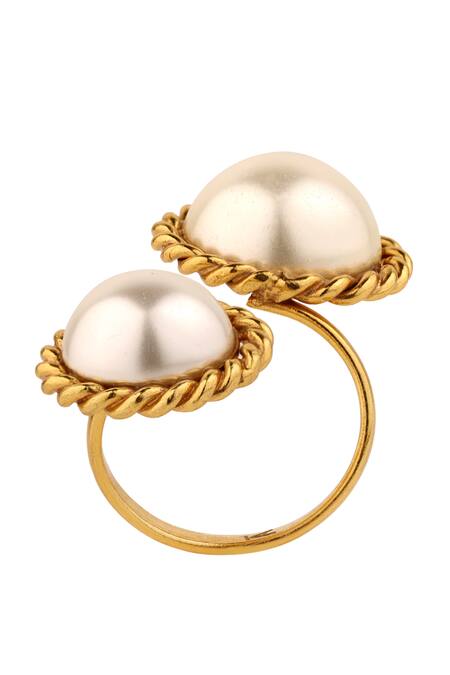 Anaash_Gold Plated Beads Embellished Ring_Online_at_Aza_Fashions