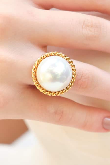 Anaash_Gold Plated Beads Embellished Ring_at_Aza_Fashions