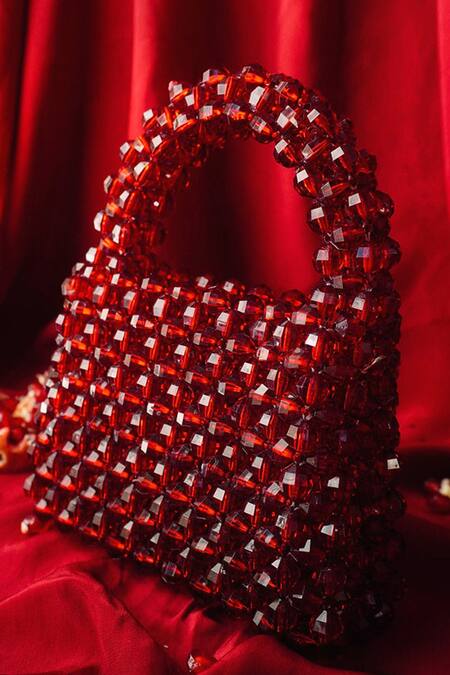 Shop_House Of Ekara_Red Beads Fiery Bag _Online_at_Aza_Fashions