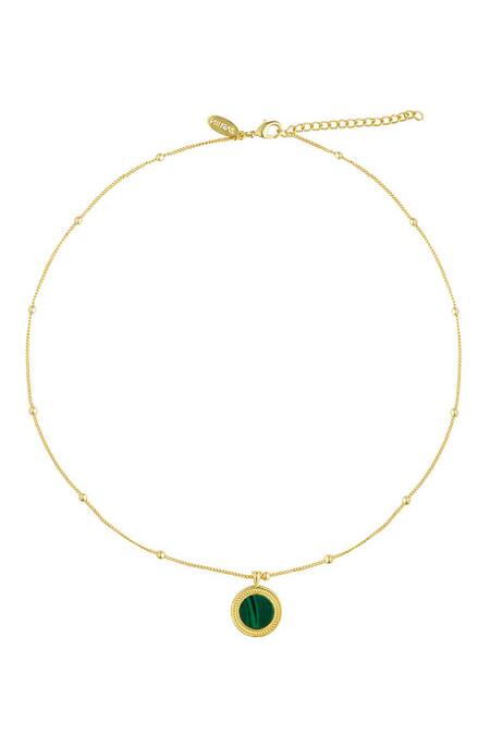ZARIIN_Green Healing Touch Malachite Embellished Pendant Necklace _Online_at_Aza_Fashions