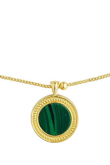 Buy_ZARIIN_Green Healing Touch Malachite Embellished Pendant Necklace _Online_at_Aza_Fashions