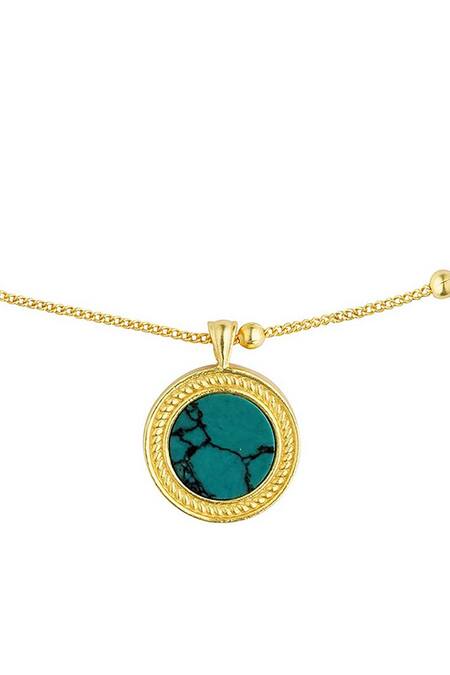 ZARIIN_Blue Healing Touch Stone Embellished Pendant Necklace _Online_at_Aza_Fashions
