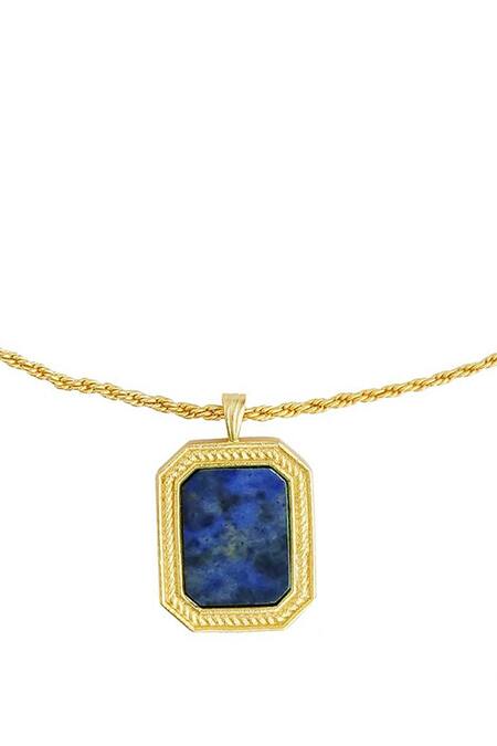 ZARIIN_Blue Soul Soothe Lapis Lazuli Embellished Pendant Necklace _Online_at_Aza_Fashions