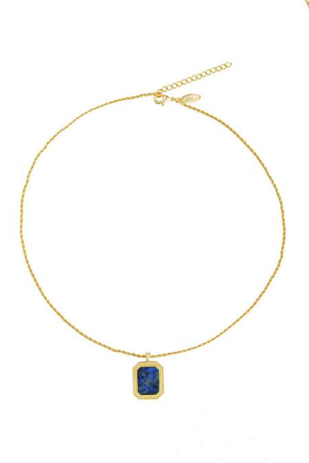Buy_ZARIIN_Blue Soul Soothe Lapis Lazuli Embellished Pendant Necklace _Online_at_Aza_Fashions