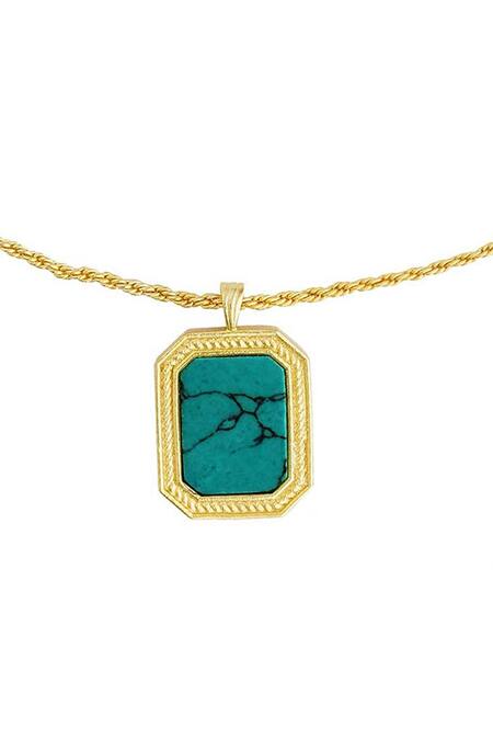 ZARIIN_Blue Soul Soothe Stone Embellished Pendant Necklace _Online_at_Aza_Fashions