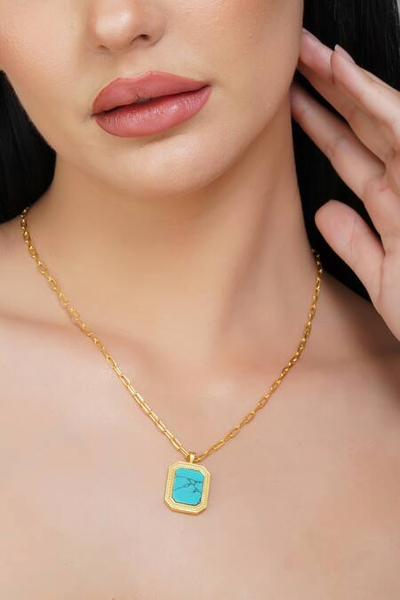 Buy_ZARIIN_Blue Soul Soothe Stone Embellished Pendant Necklace _Online_at_Aza_Fashions