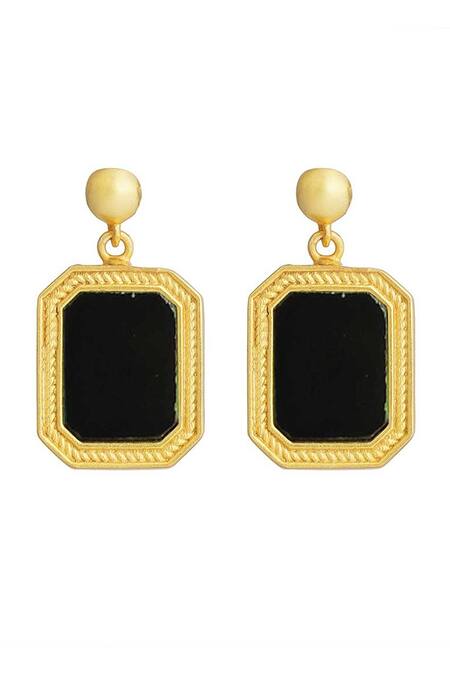 Buy_ZARIIN_Black Stones Revitalise Onyx Earrings _Online_at_Aza_Fashions