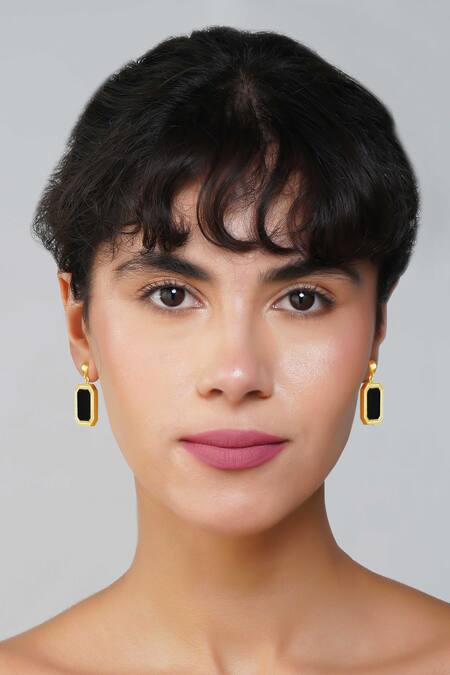 Shop_ZARIIN_Black Stones Revitalise Onyx Earrings _Online_at_Aza_Fashions