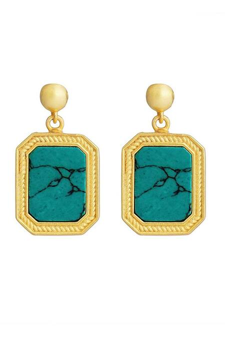 ZARIIN_Blue Stones Revitalise Turquoise Earrings_Online_at_Aza_Fashions