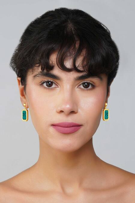 Shop_ZARIIN_Blue Stones Revitalise Turquoise Earrings_Online_at_Aza_Fashions